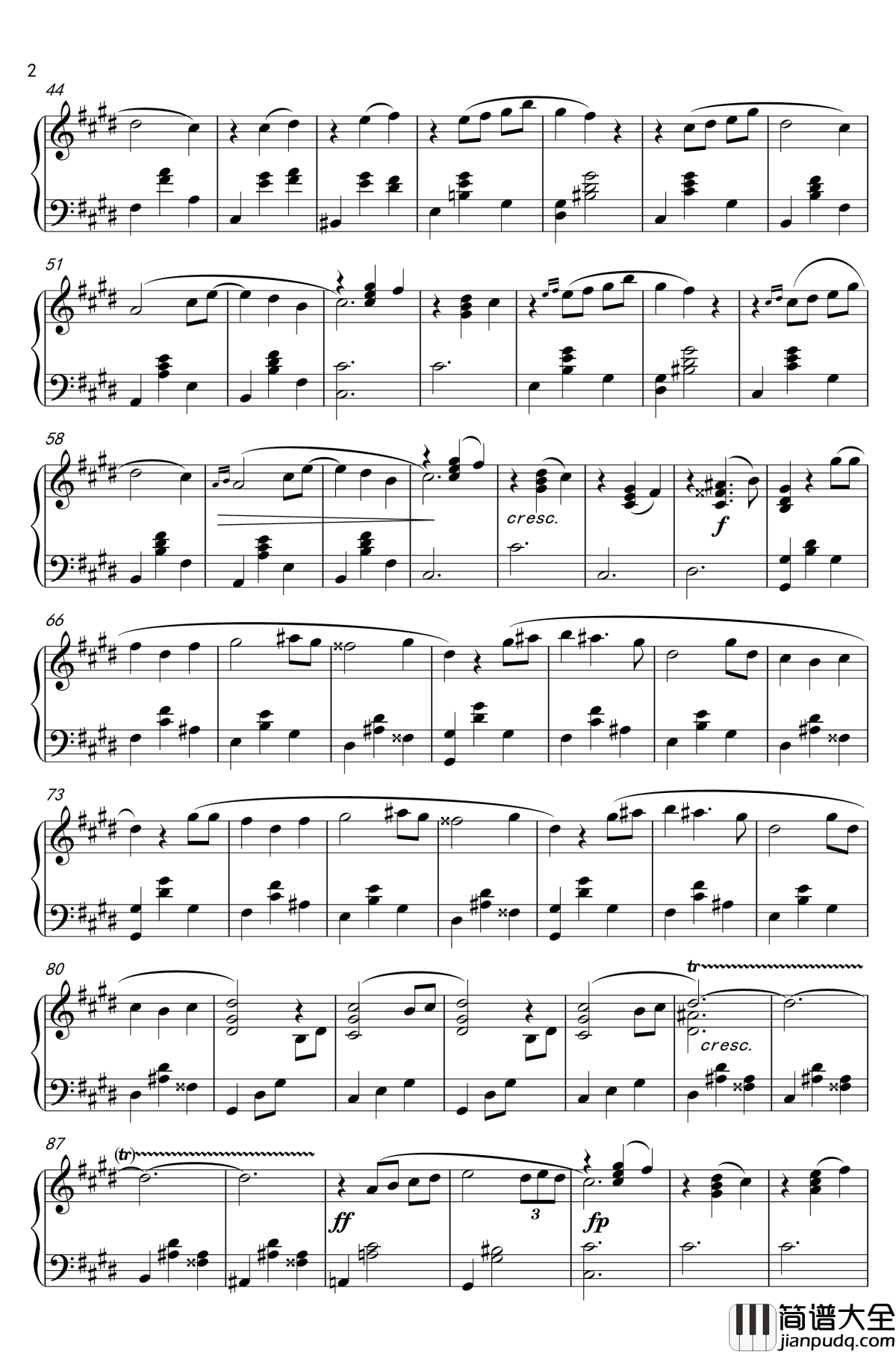 月亮之子钢琴谱_Hijo_De_La_Luna_Bandari