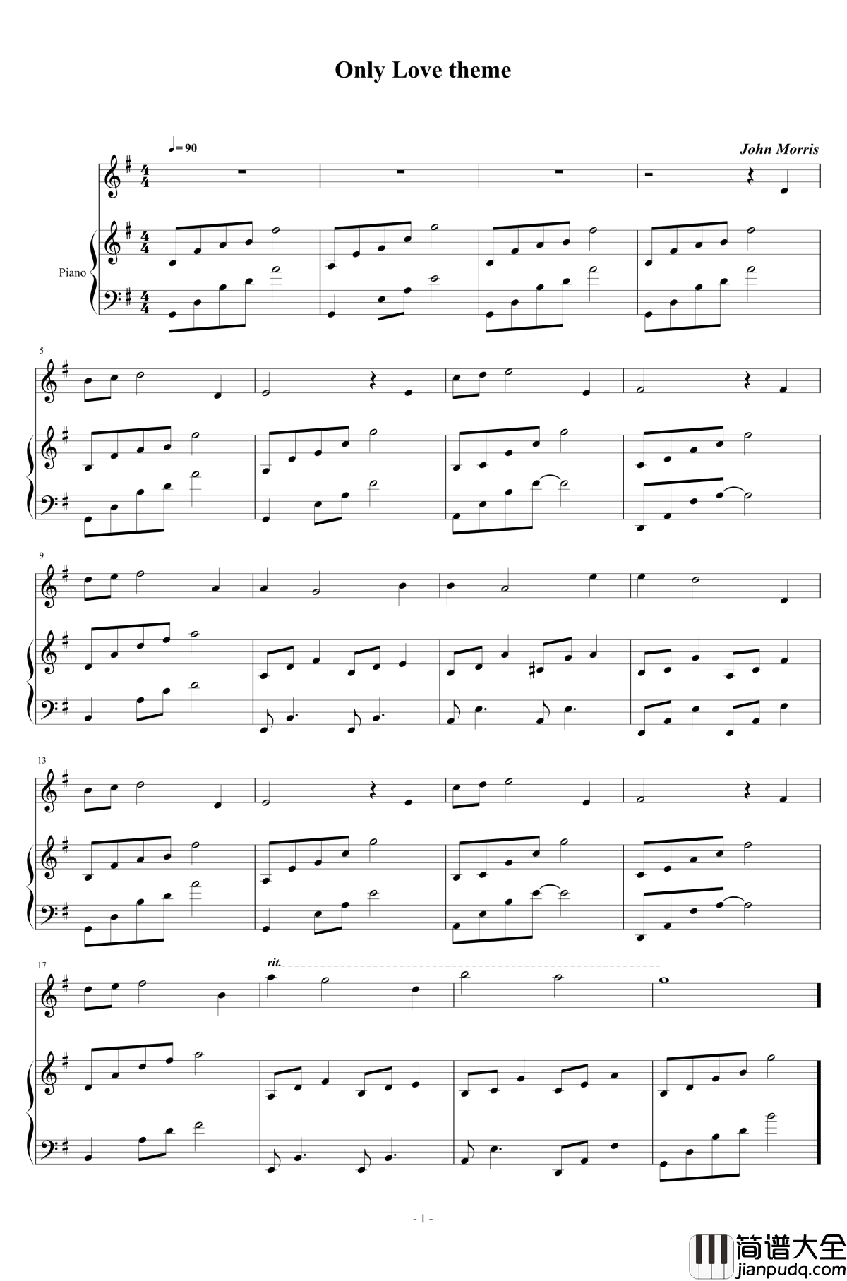 only_love_theme钢琴谱_only_love