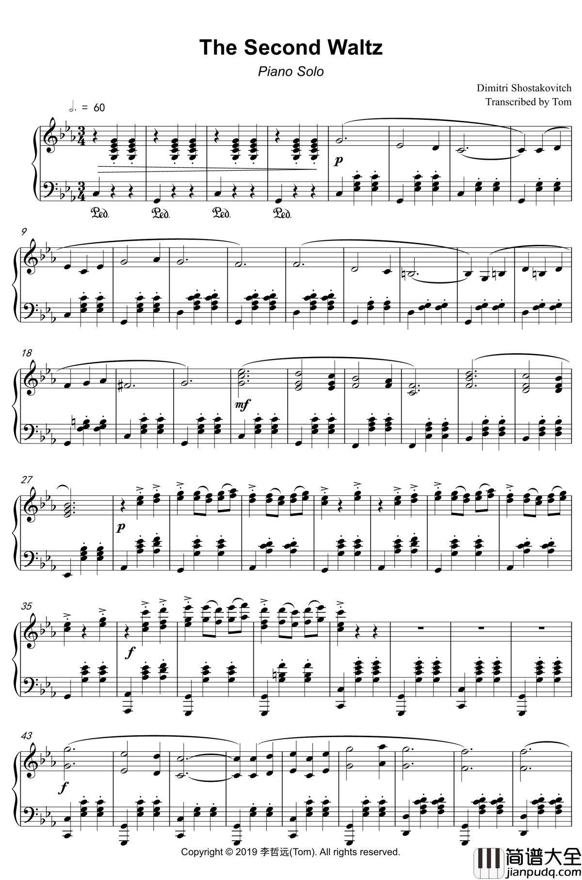 第二号华尔兹钢琴谱_the_Second_Waltz_Dimitri_Shostakovitch