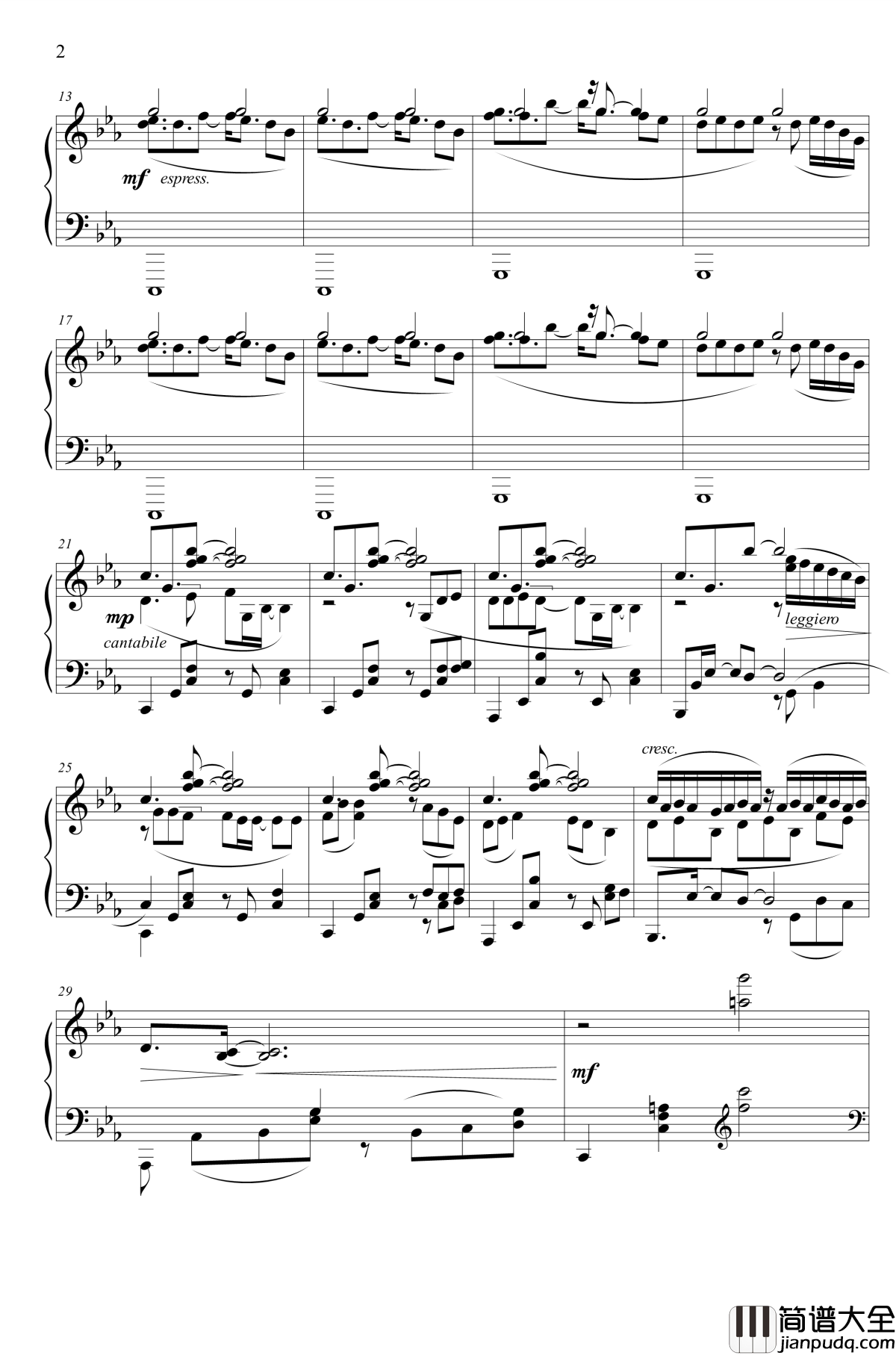 空に近い場所钢琴谱_东方同人曲_东方project