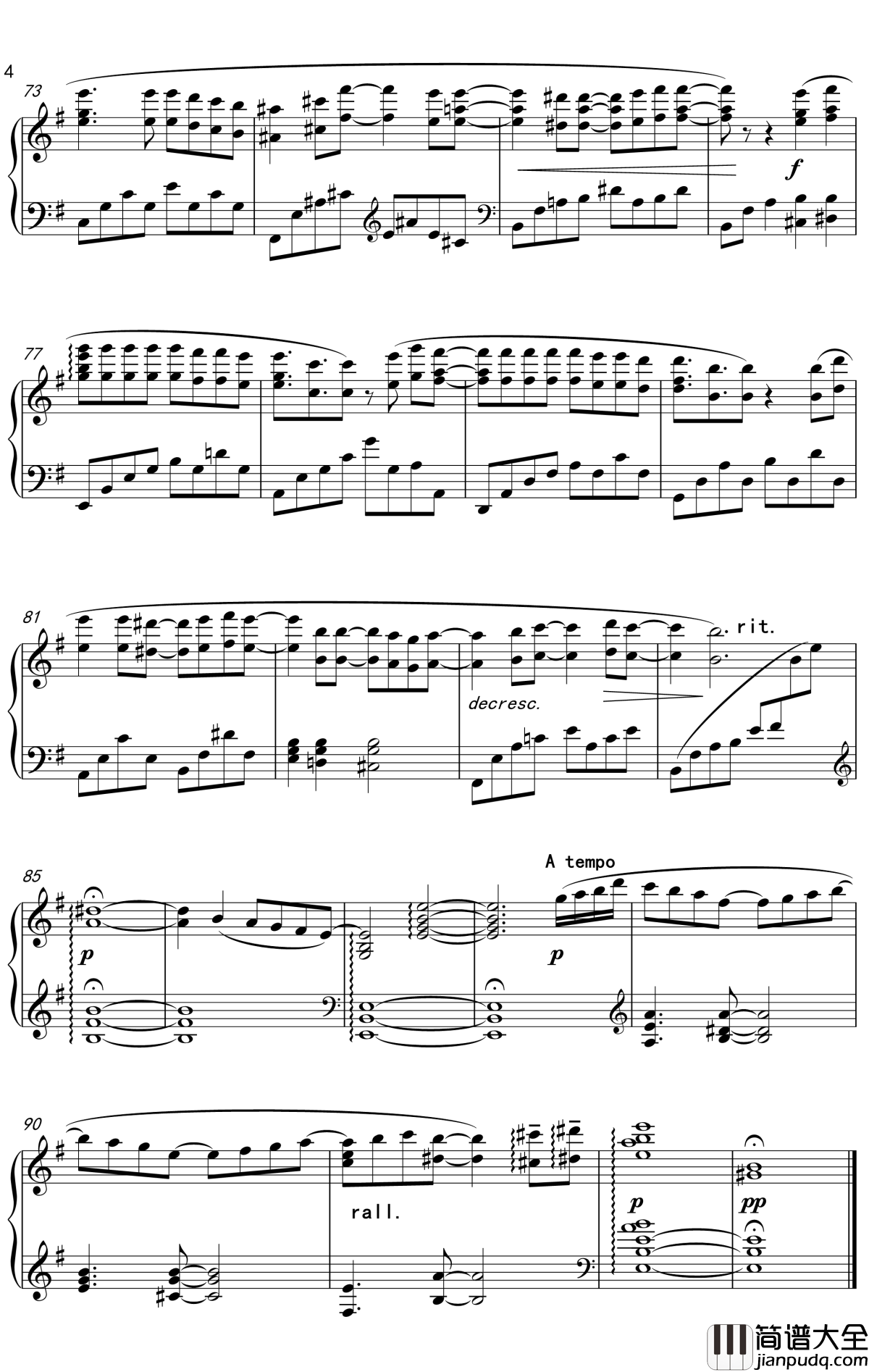 命运钢琴谱_浪漫满屋_Sweet_Rain