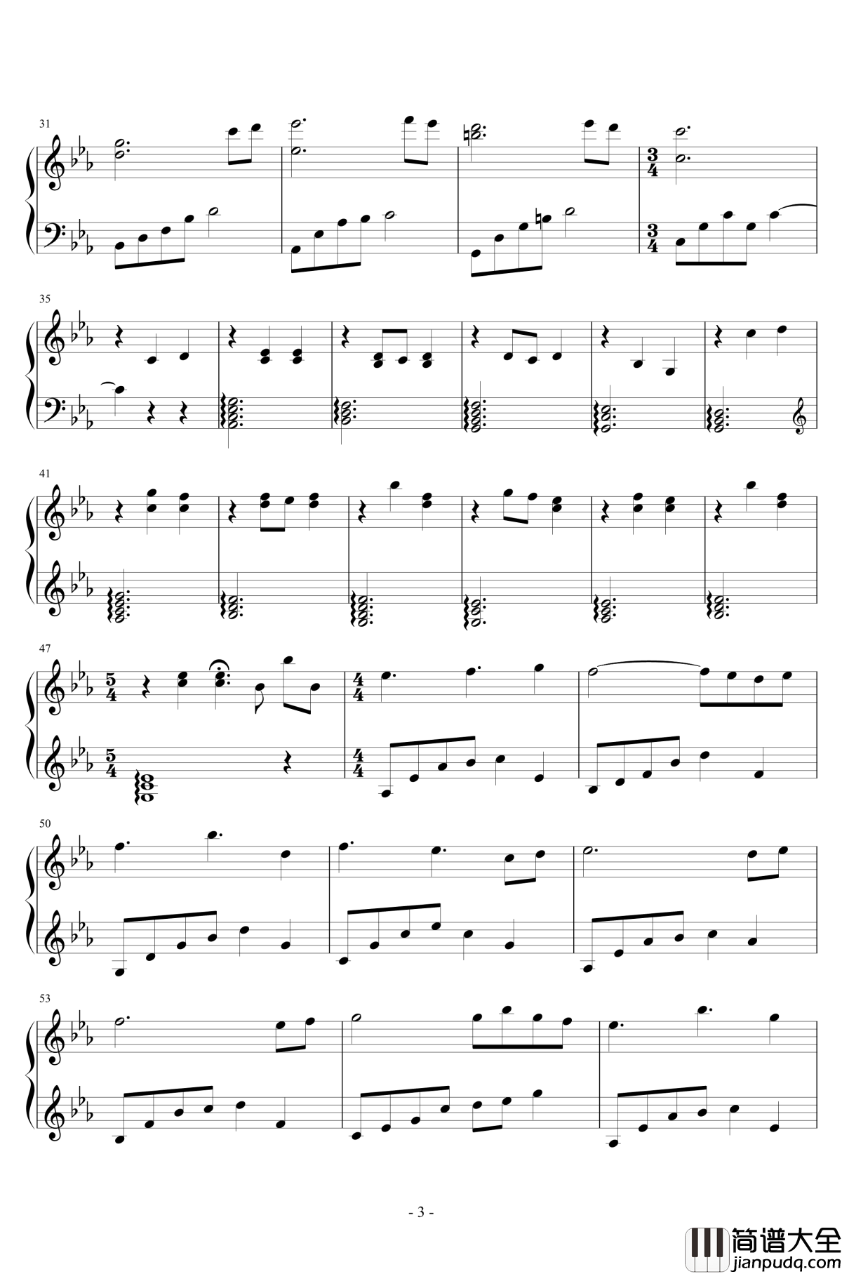 望星的少女钢琴谱_一棵枫桦