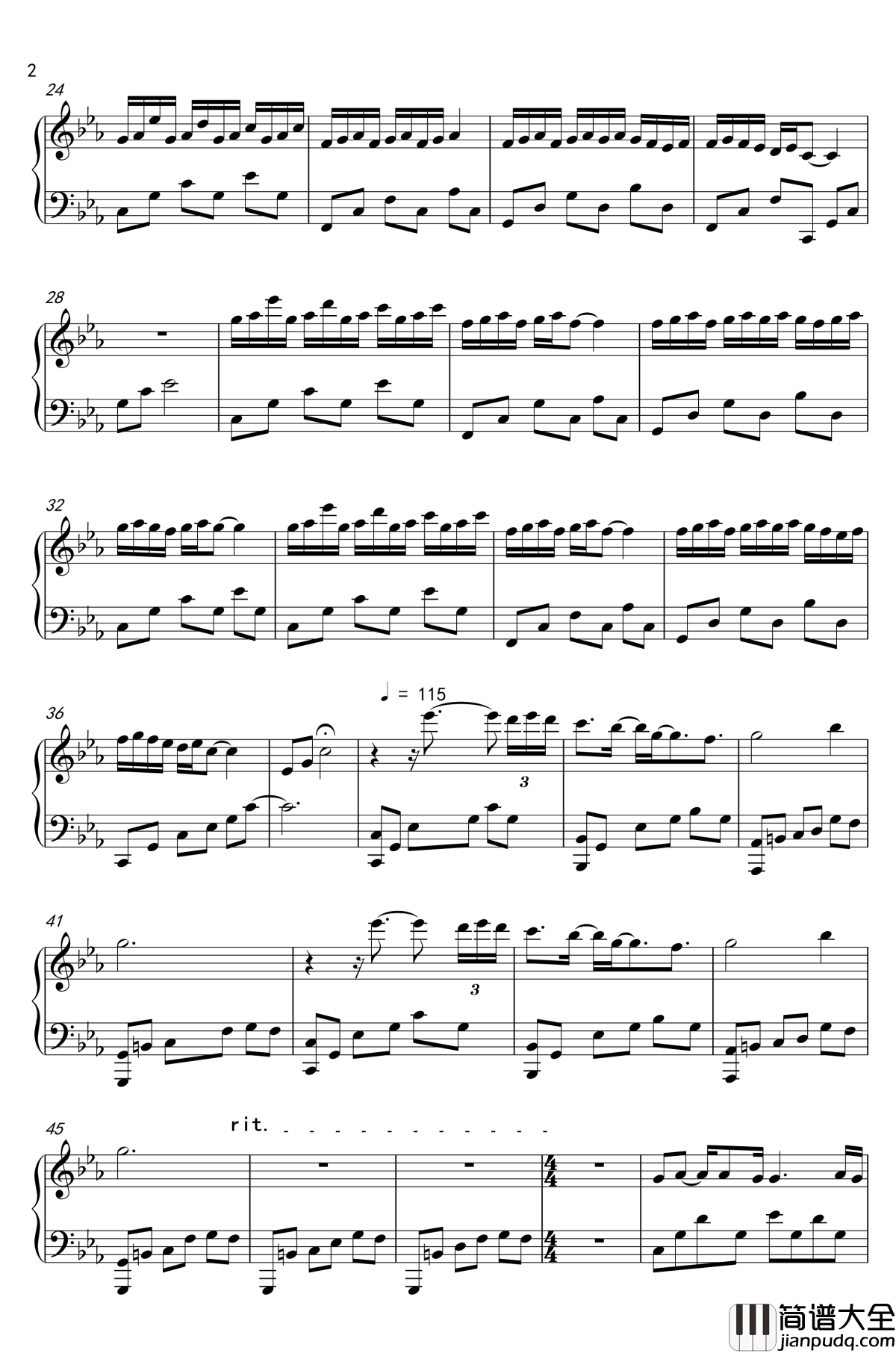 现代爱情故事钢琴谱_黄捷