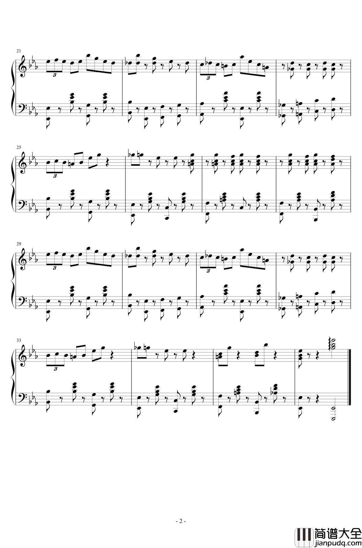 我的野蛮女友钢琴谱_Ragtime