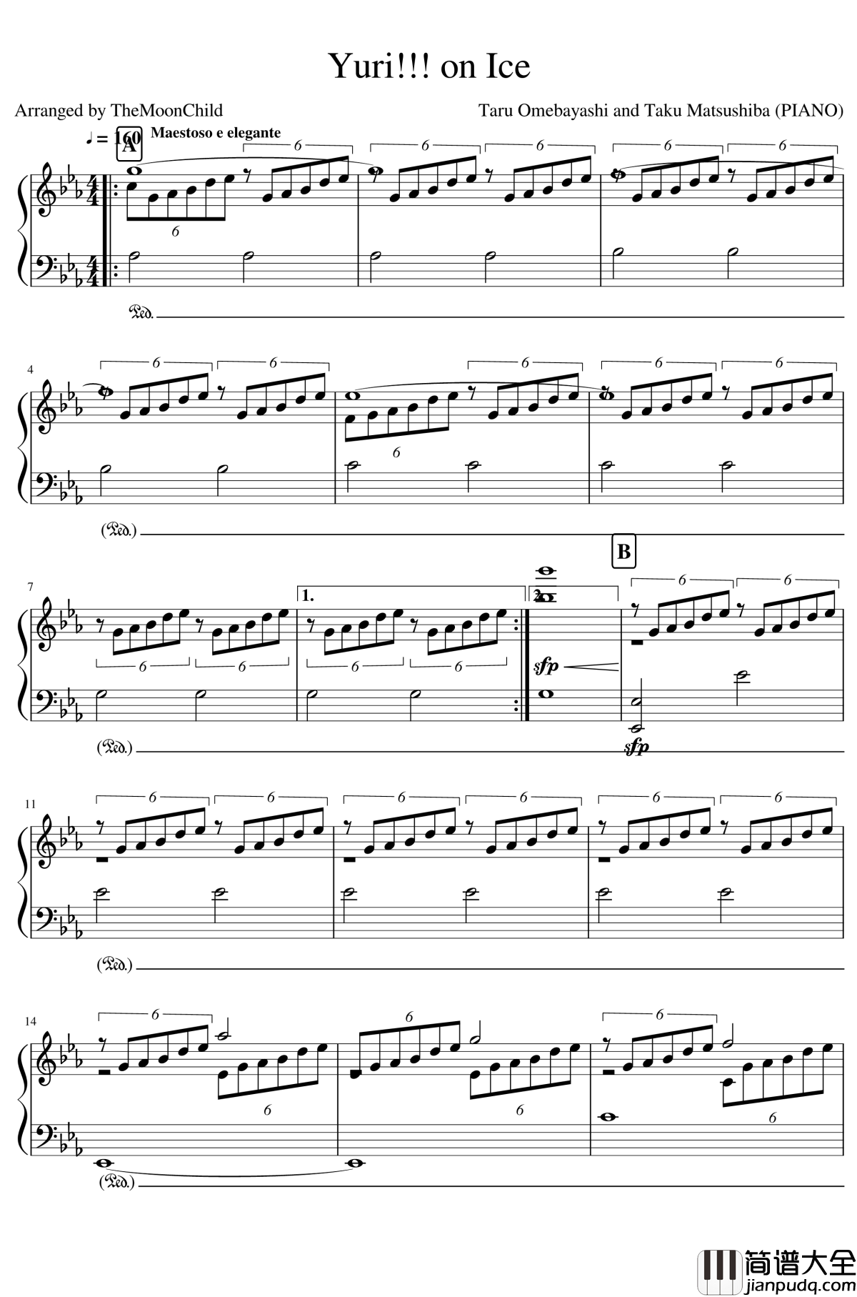 Yuri!!!_on_Ice钢琴谱_冰上的尤里