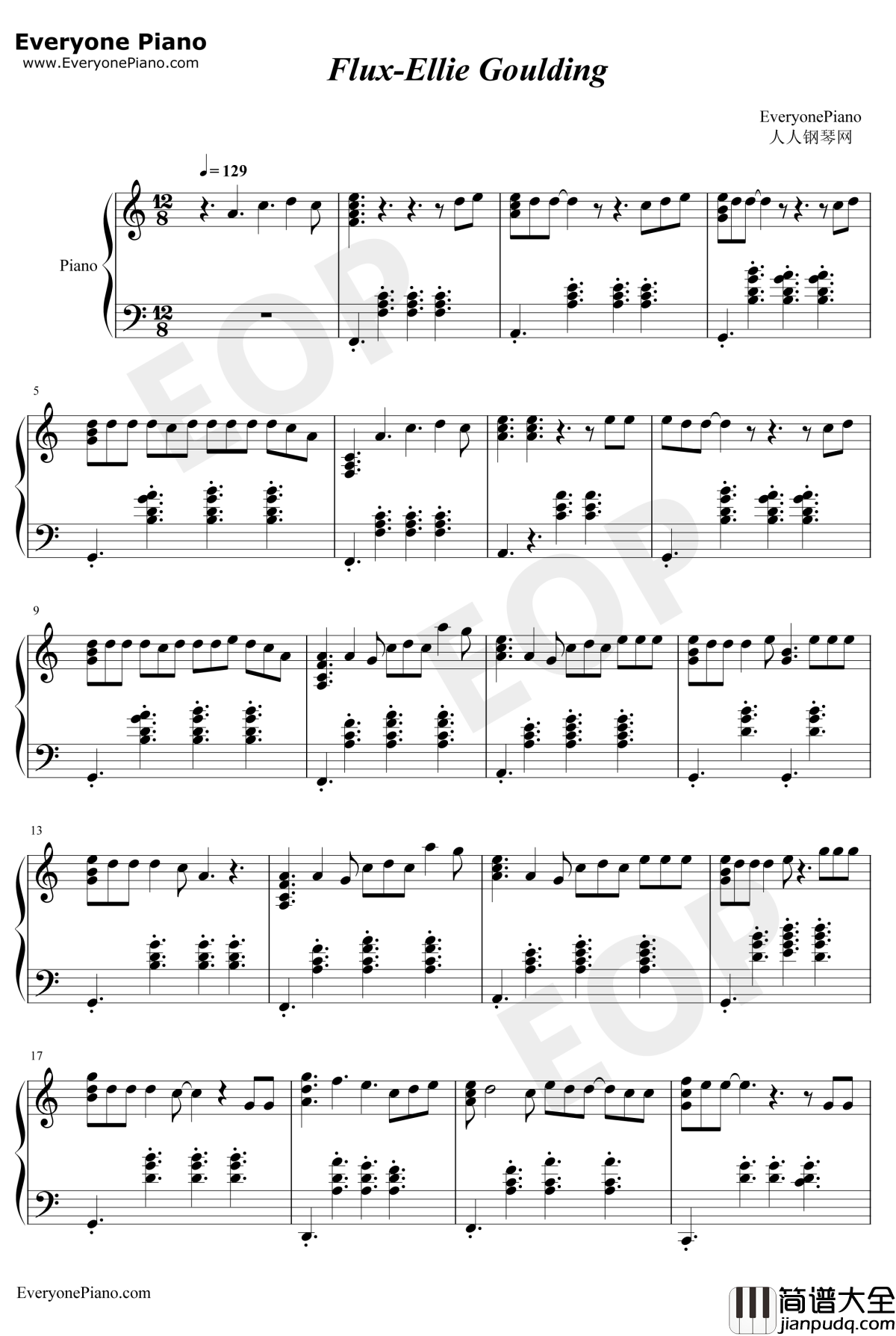 Flux钢琴谱_EllieGoulding