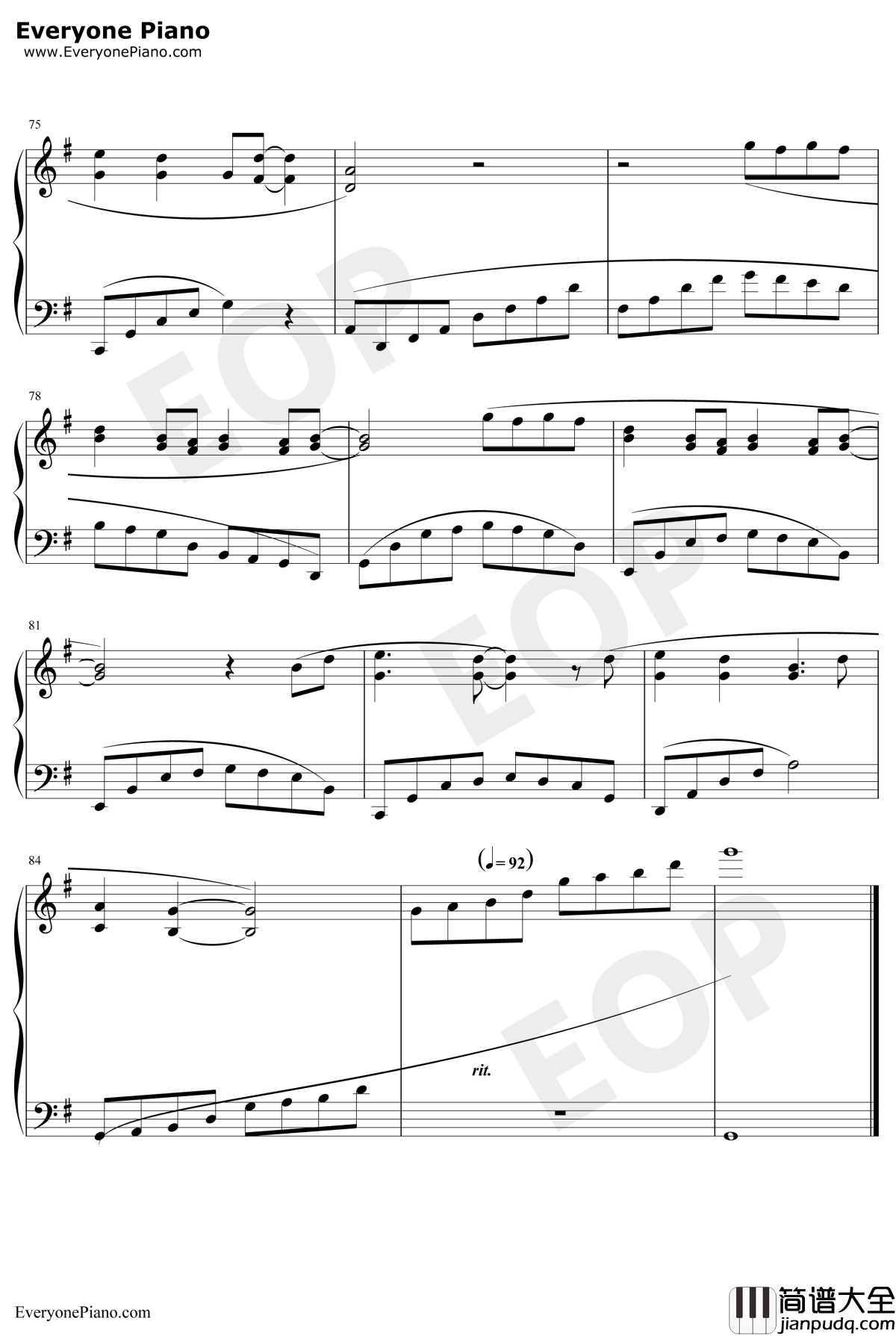 忘记时间钢琴谱_胡歌_仙剑奇侠传三片尾曲