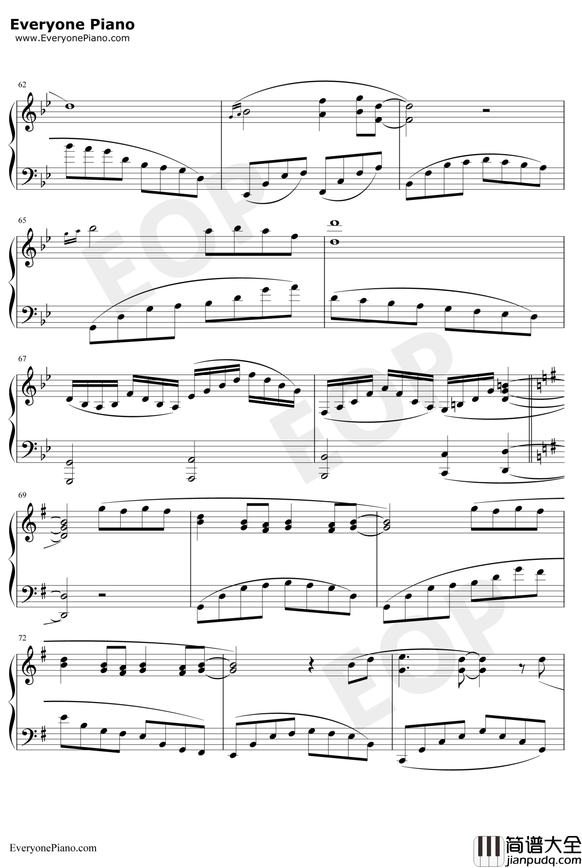 忘记时间钢琴谱_胡歌_仙剑奇侠传三片尾曲