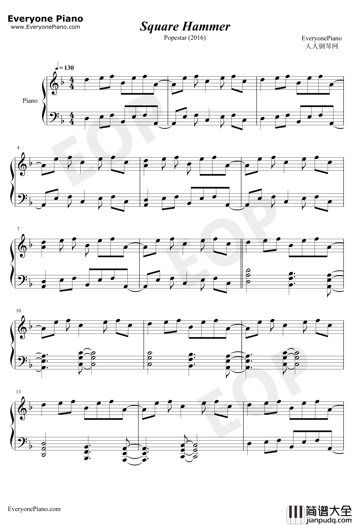 Square_Hammer钢琴谱_Ghost