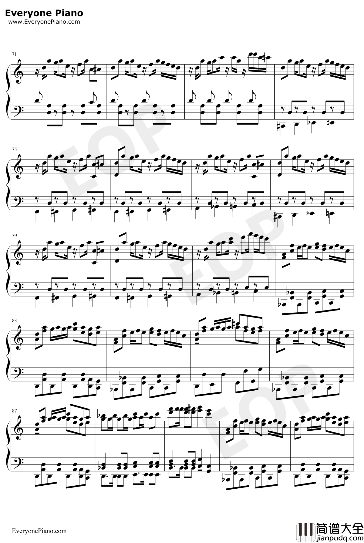 Nigh_of_Nights钢琴谱_东方Project_十六夜咲夜_东方花映冢