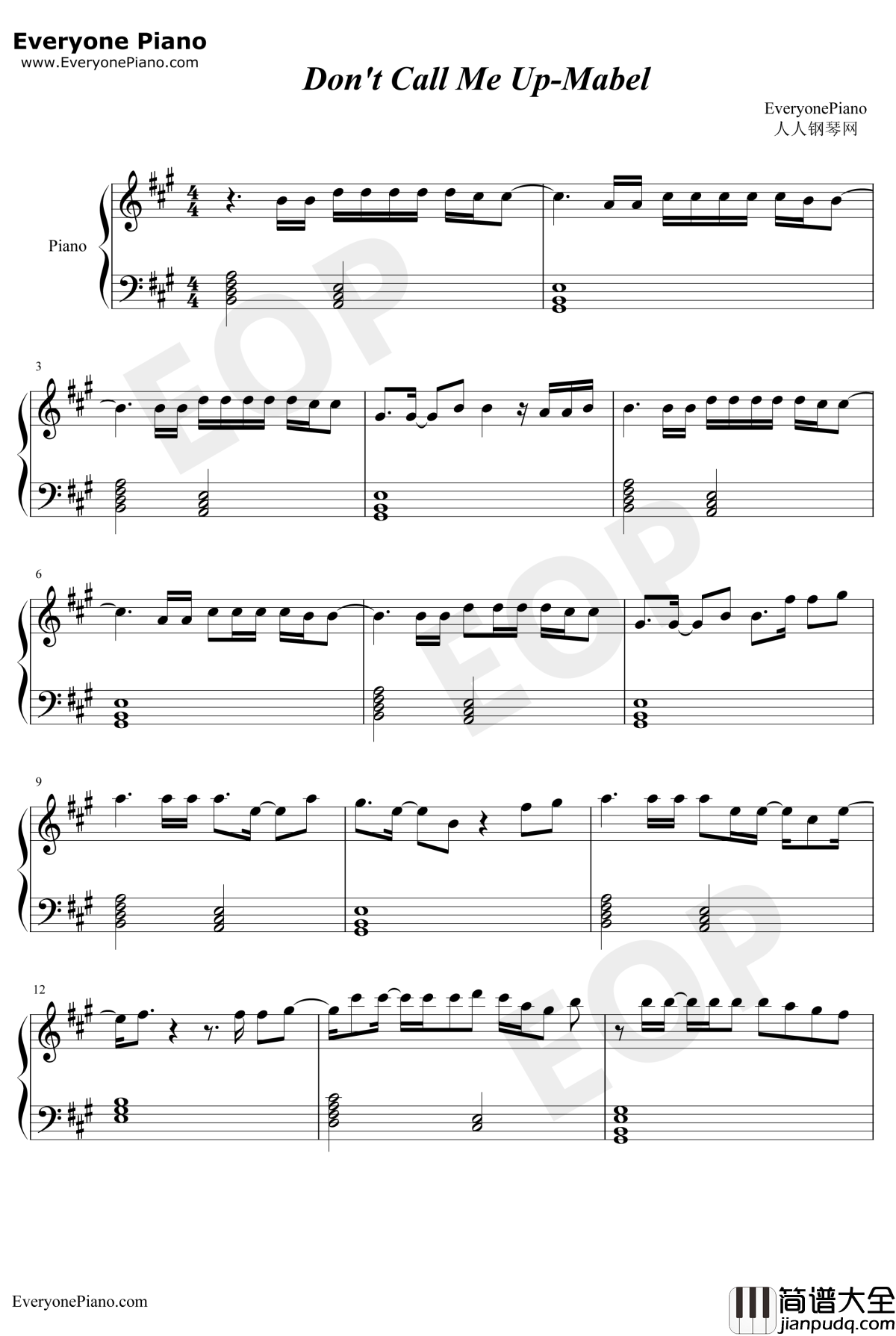 Don't_Call_Me_Up钢琴谱_Mabe
