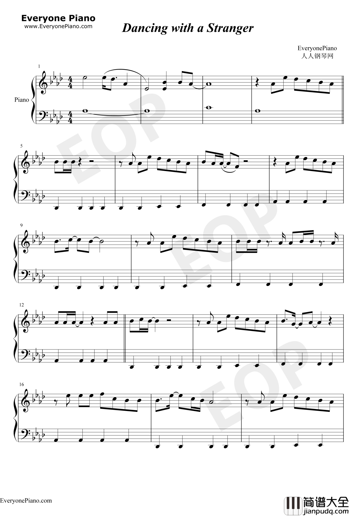 Dancing_with_a_Stranger钢琴谱_SamSmithNormani