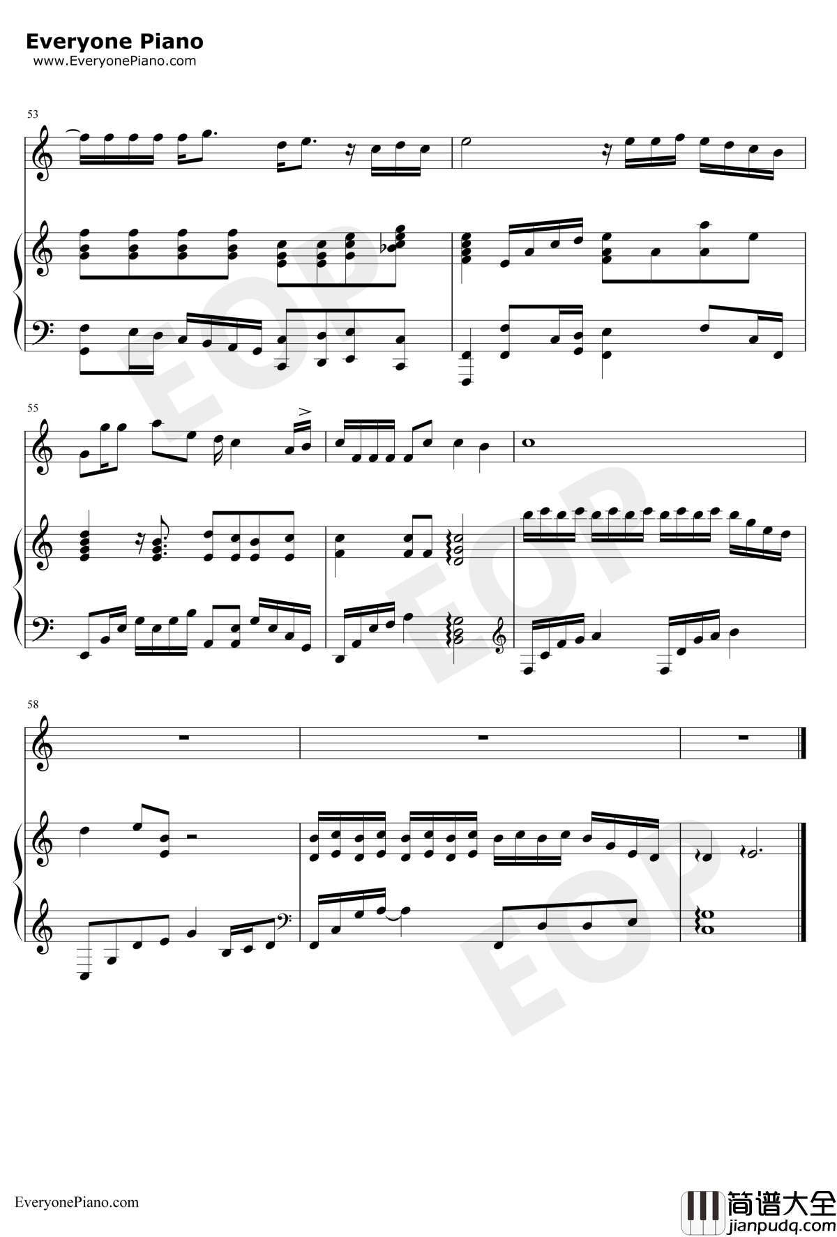 灵魂相认钢琴谱_张敬轩