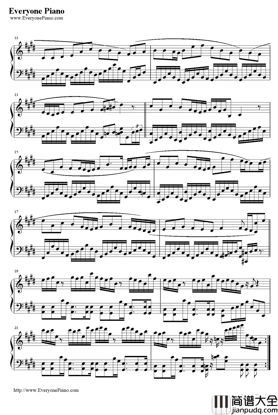 一丝不挂钢琴谱_陈奕迅