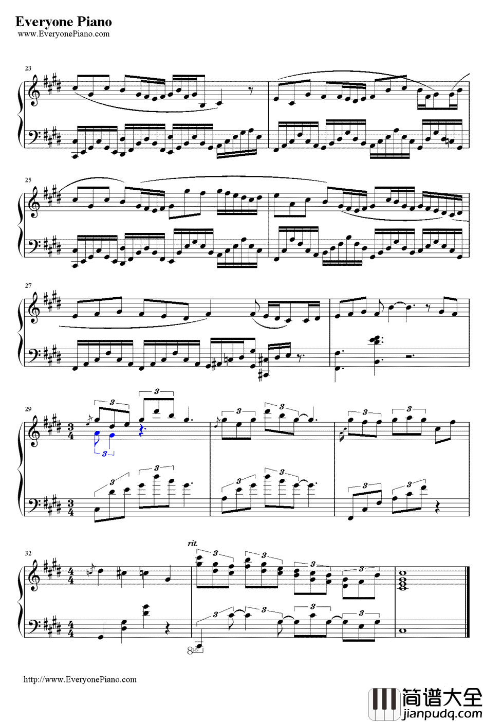 一丝不挂钢琴谱_陈奕迅