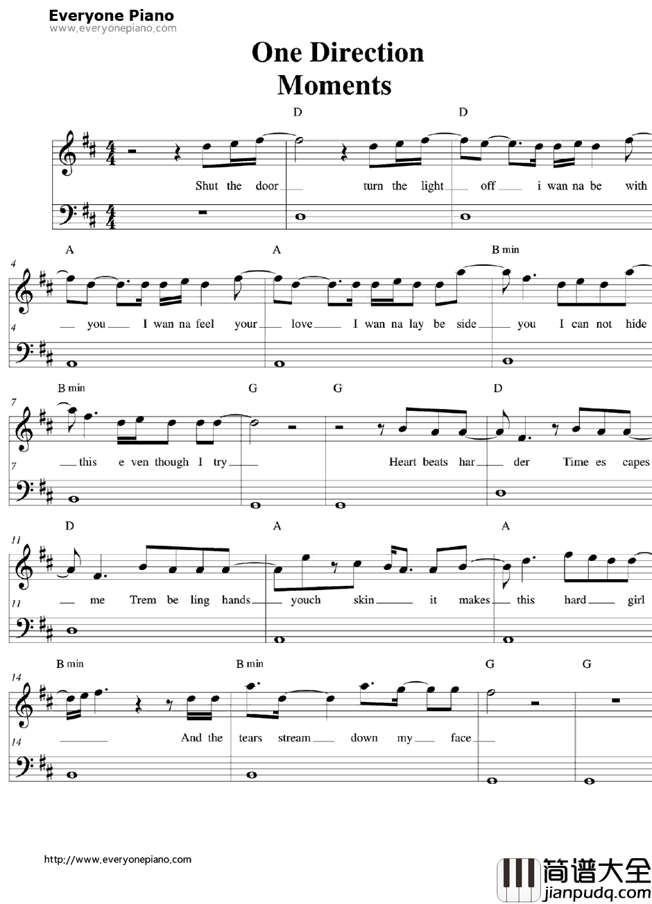 Moments钢琴谱_One_Direction