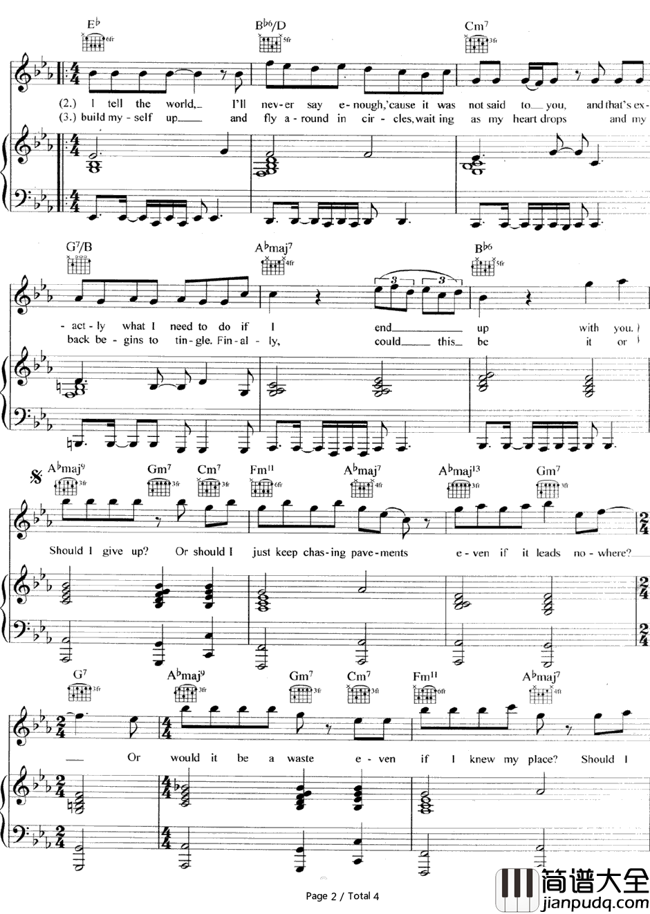 Chasing_Pavements钢琴谱_Adele