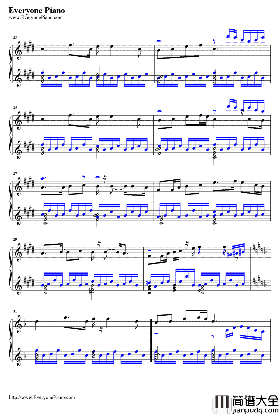 笑傲江湖钢琴谱_刘正风