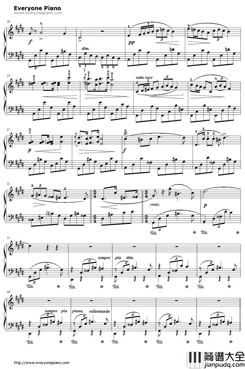 升C小调夜曲钢琴谱_肖邦Chopin_NocturneNo.20inCsharpminor