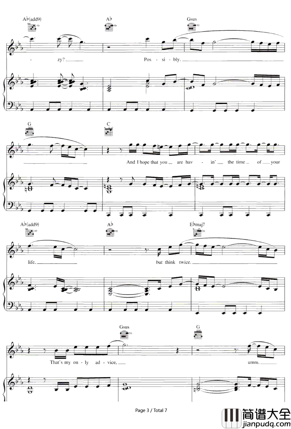 Crazy钢琴谱_Gnarls_Barkley