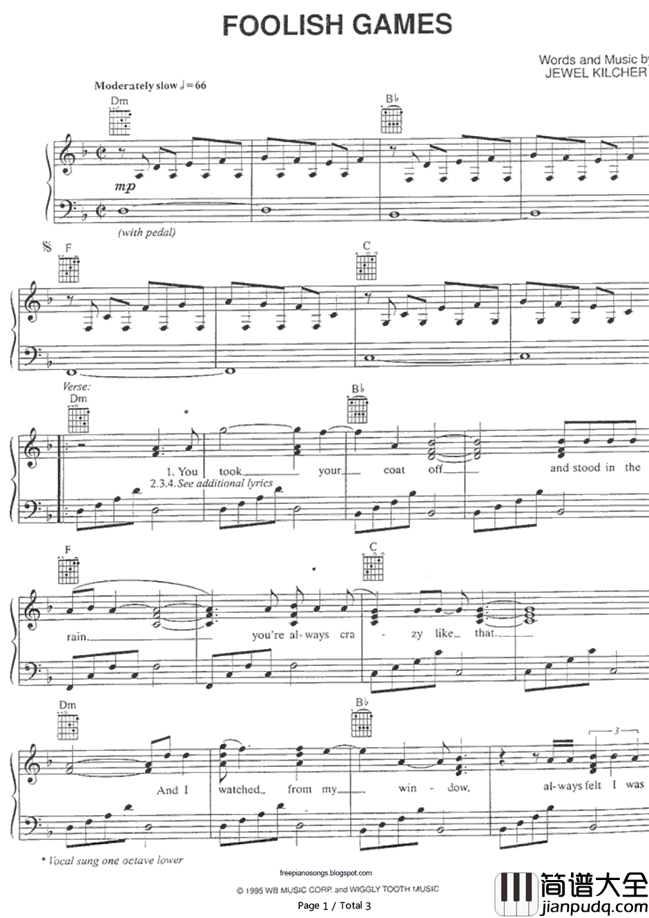 Foolish_Games钢琴谱_Jewel