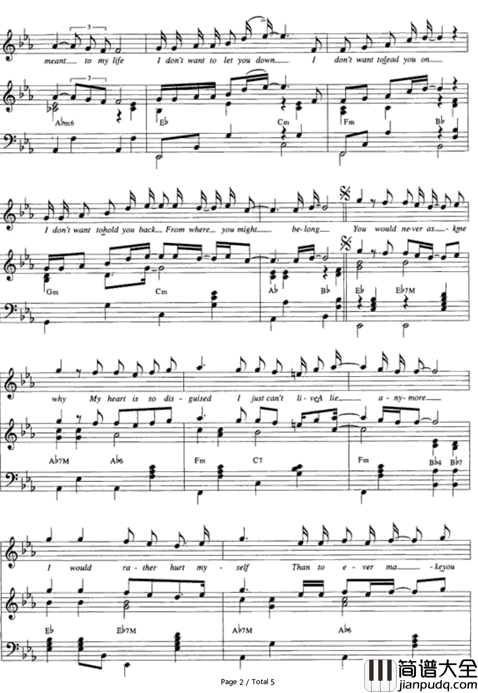 Goodbye钢琴谱_Air_Supply