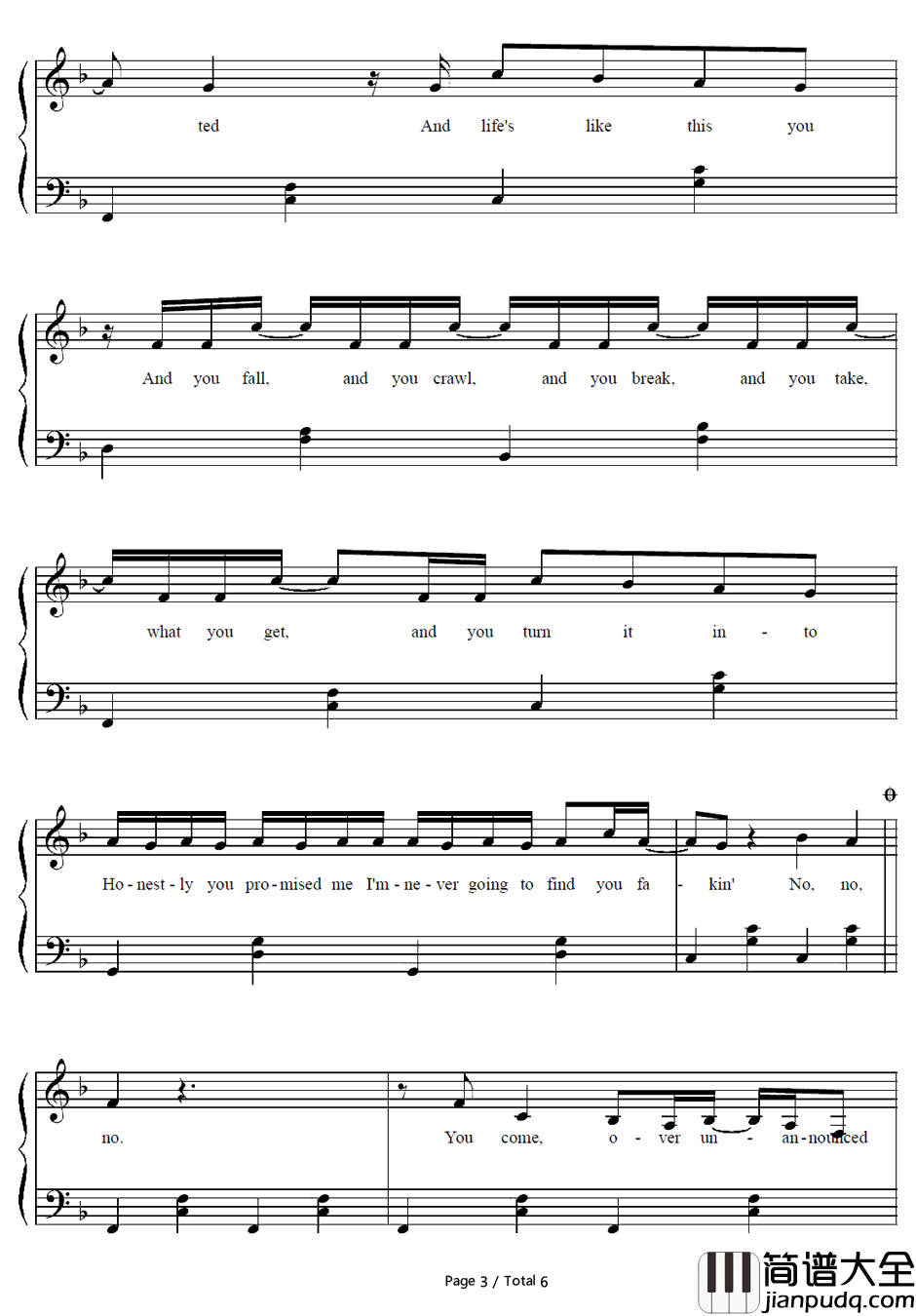 Complicated钢琴谱_Avril_Lavigne