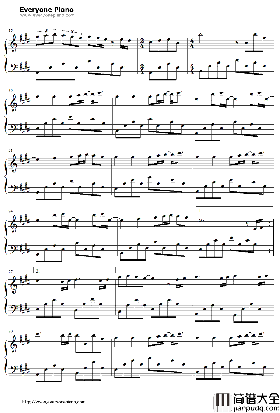 亲亲钢琴谱__梁静茹