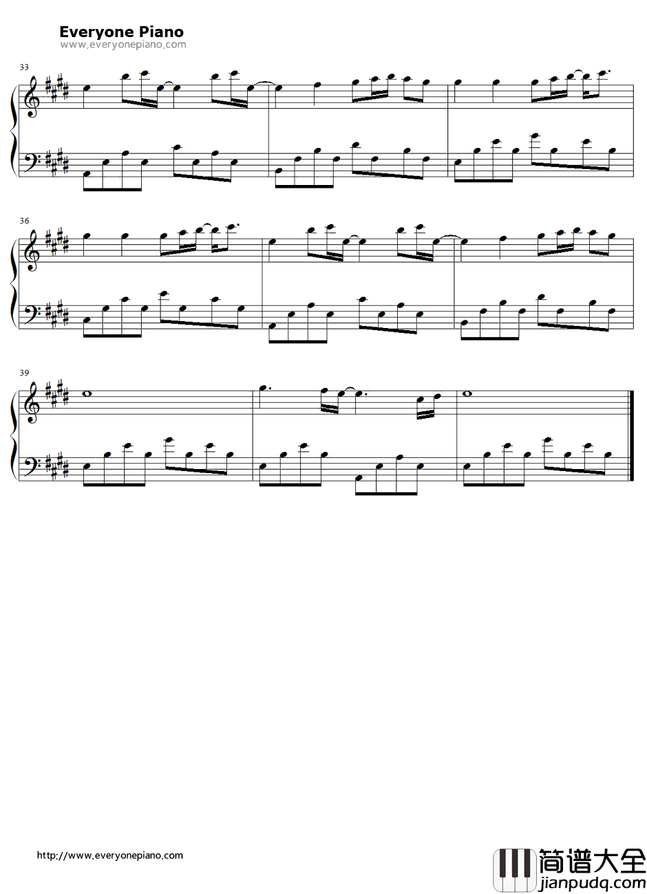 亲亲钢琴谱__梁静茹