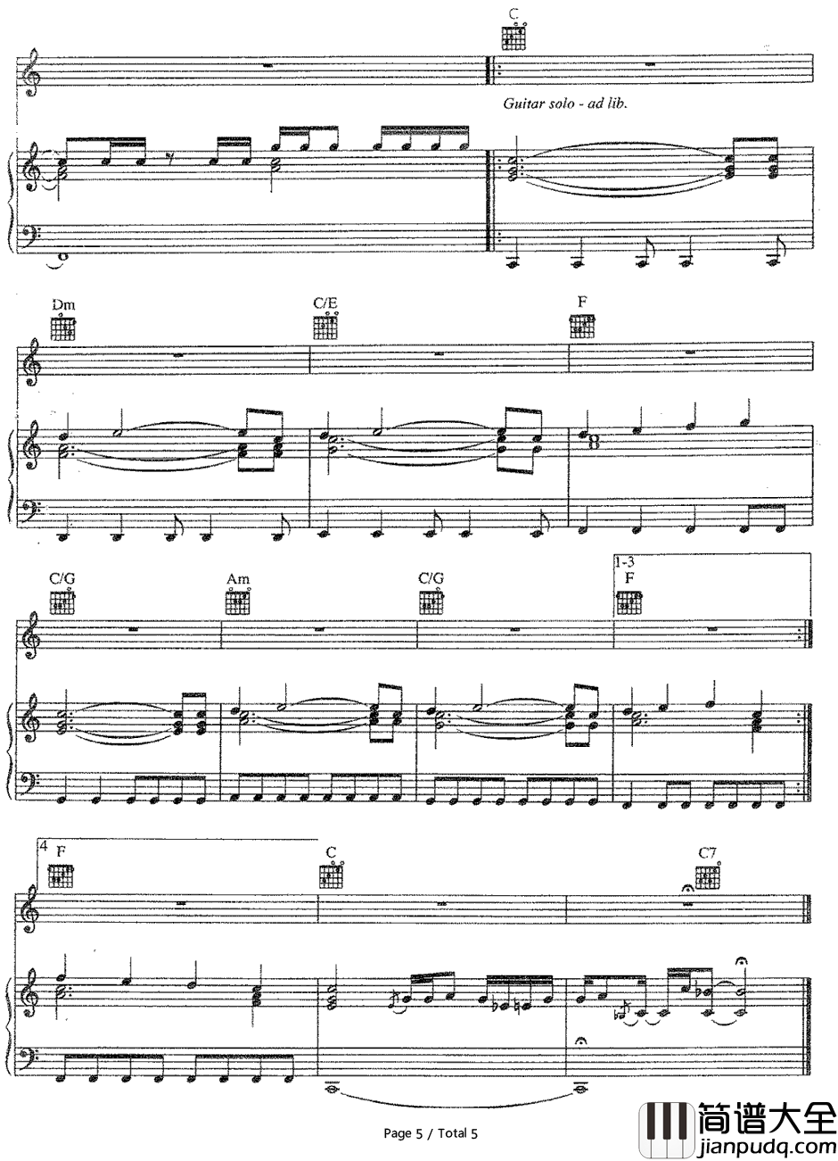 Amazing钢琴谱_Aerosmith