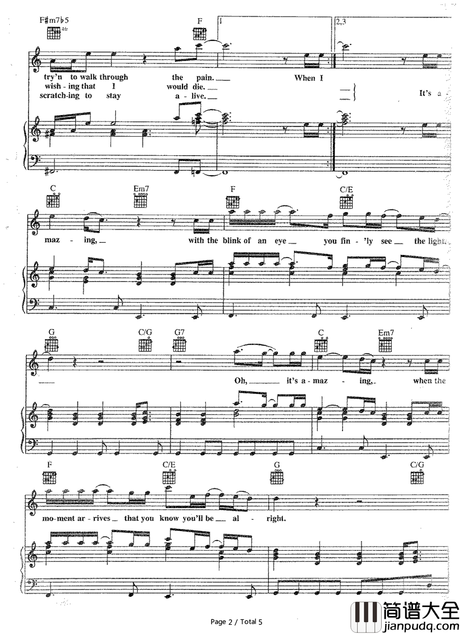 Amazing钢琴谱_Aerosmith