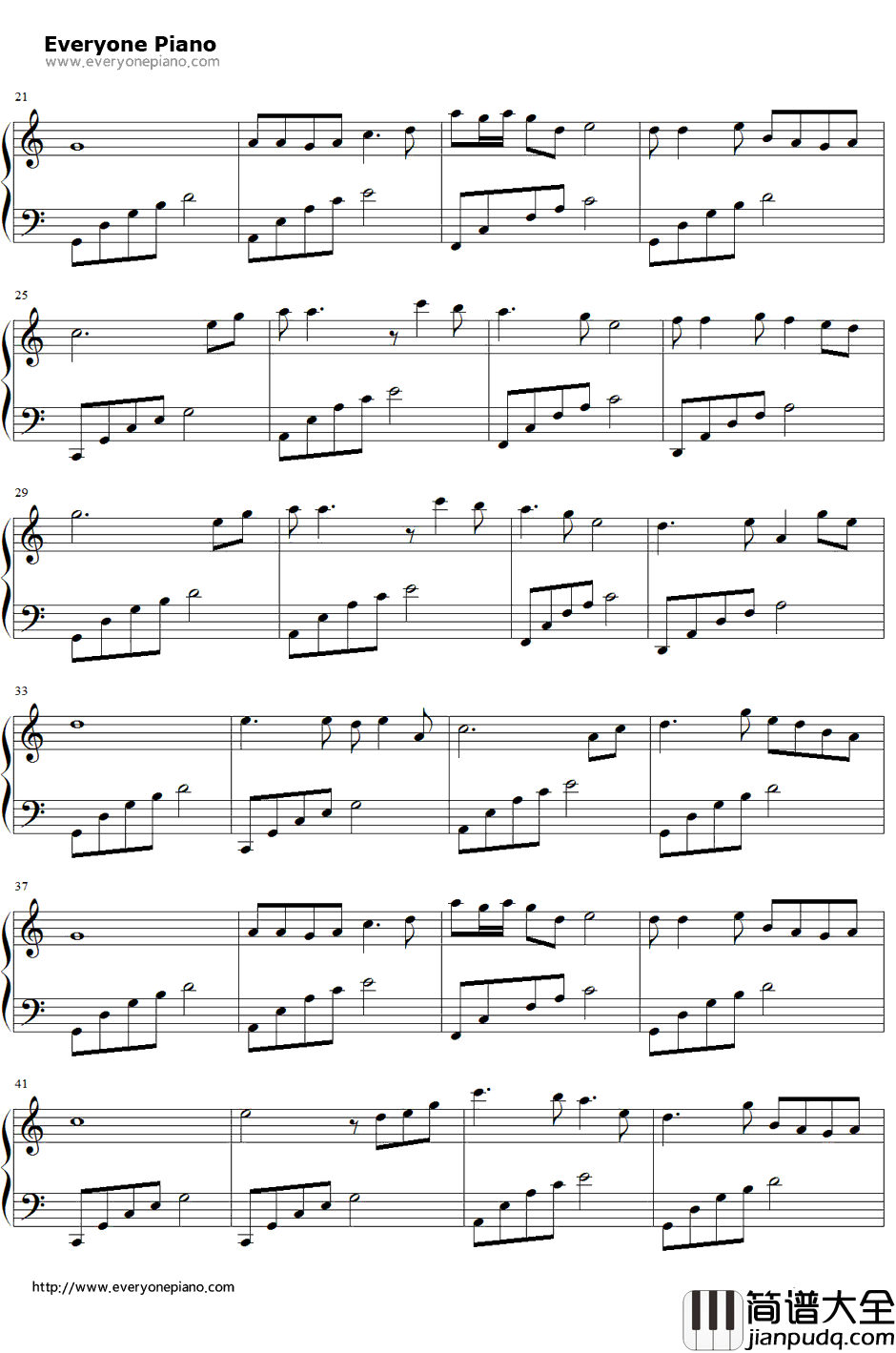 真的好想你钢琴谱_周冰倩