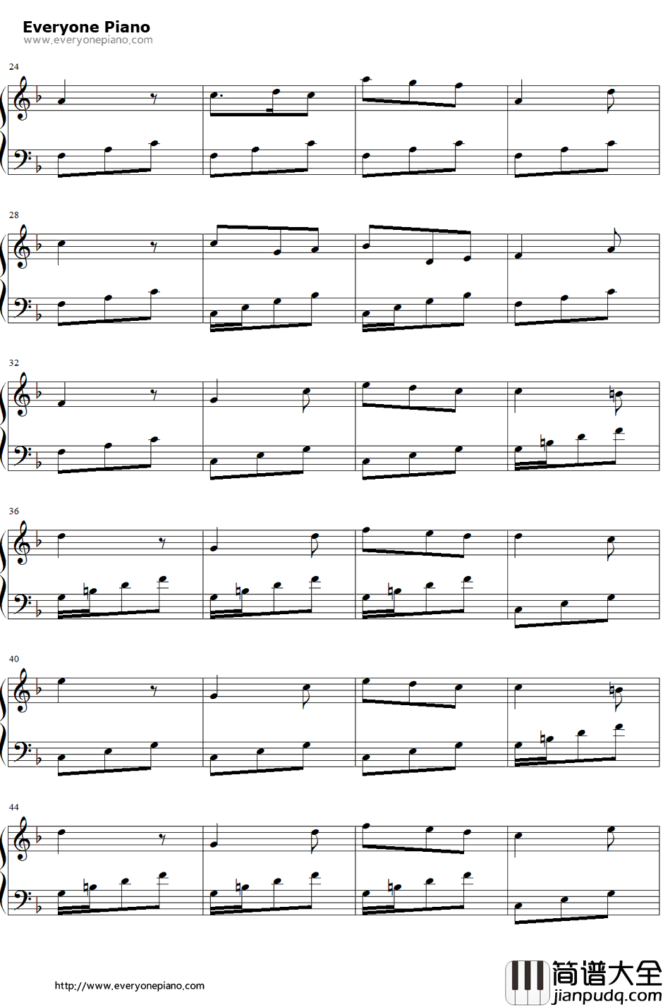 蓝铃花钢琴谱_斯莫伍德