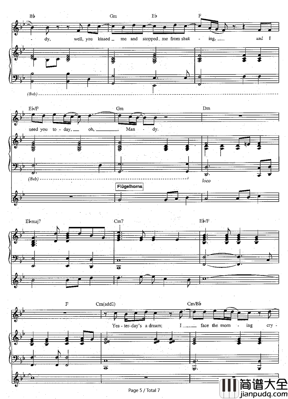 Mandy钢琴谱_Barry_Manilow