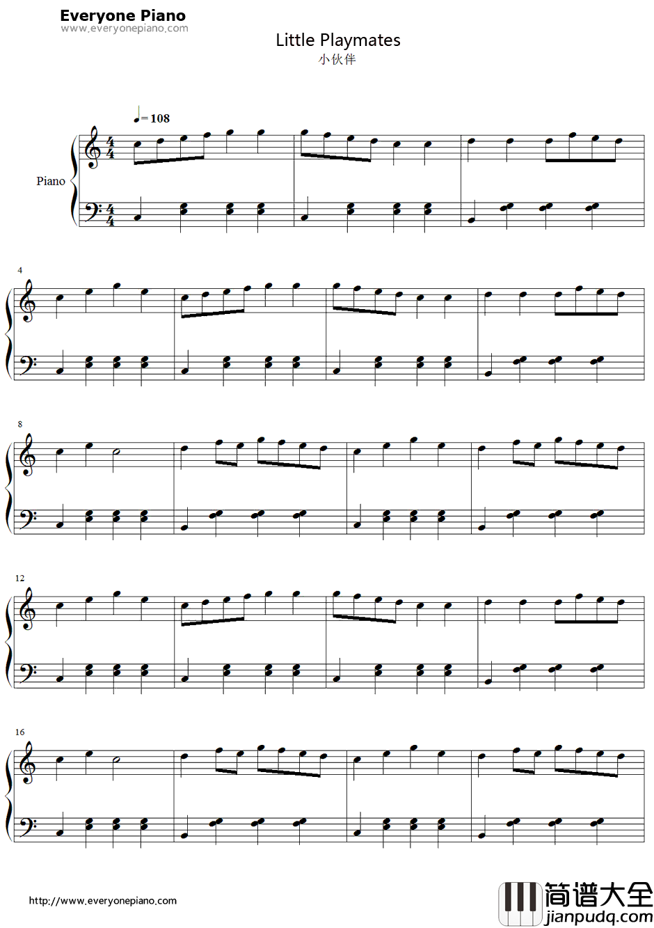 小伙伴钢琴谱_F.X.齐瓦塔尔