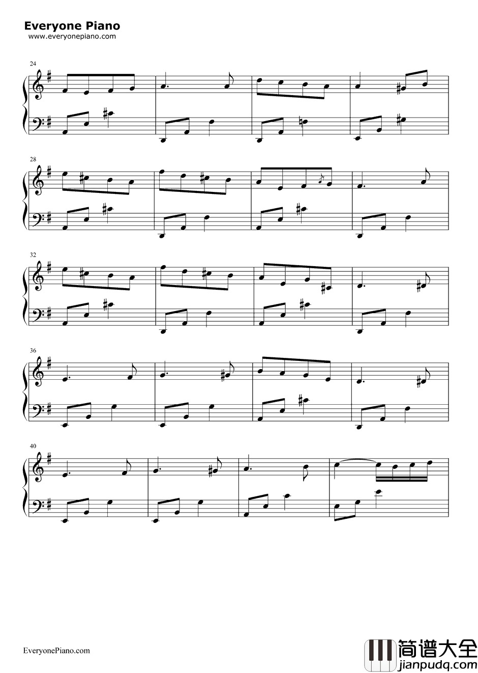 春之歌钢琴谱_门德尔松