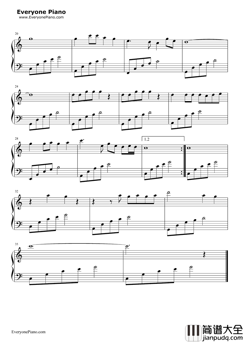 回娘家钢琴谱_邓丽君