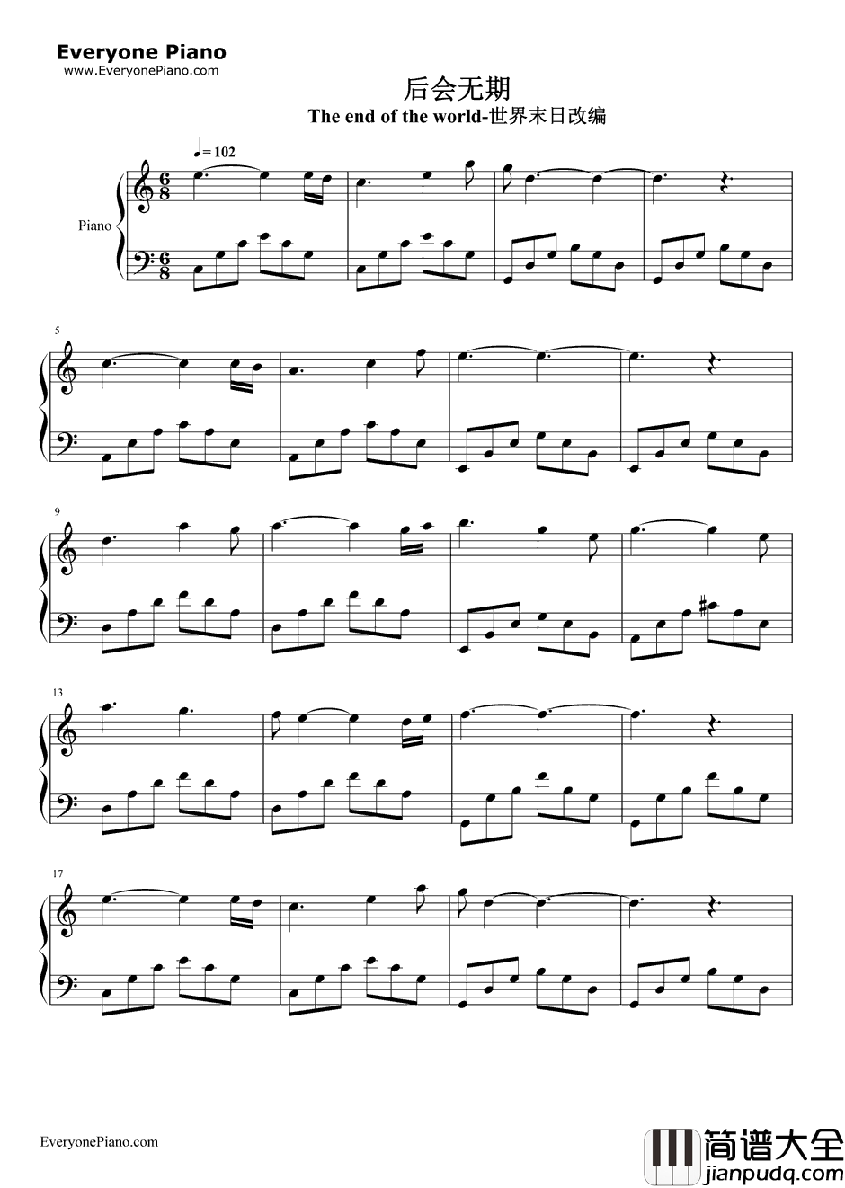 世界末日钢琴谱_Skeeter_Davis