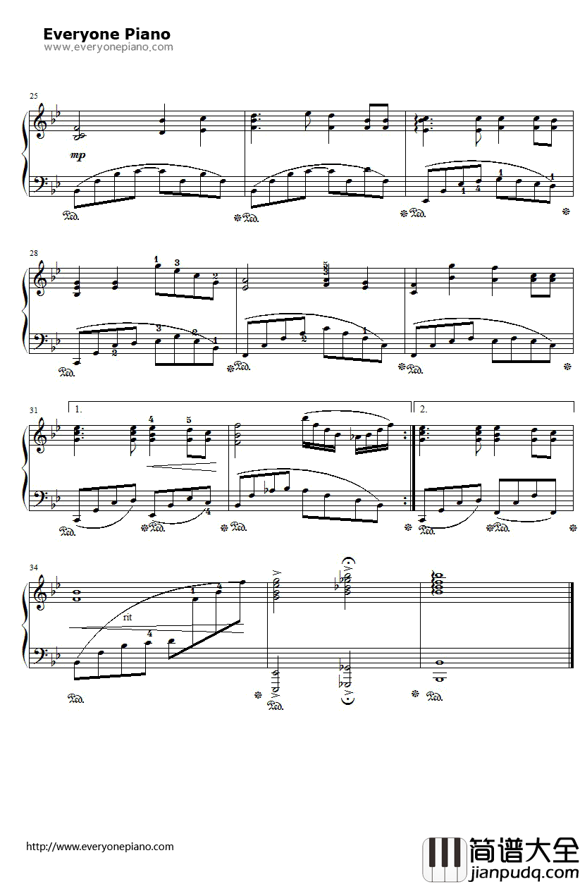 同一首歌钢琴谱__孟卫东