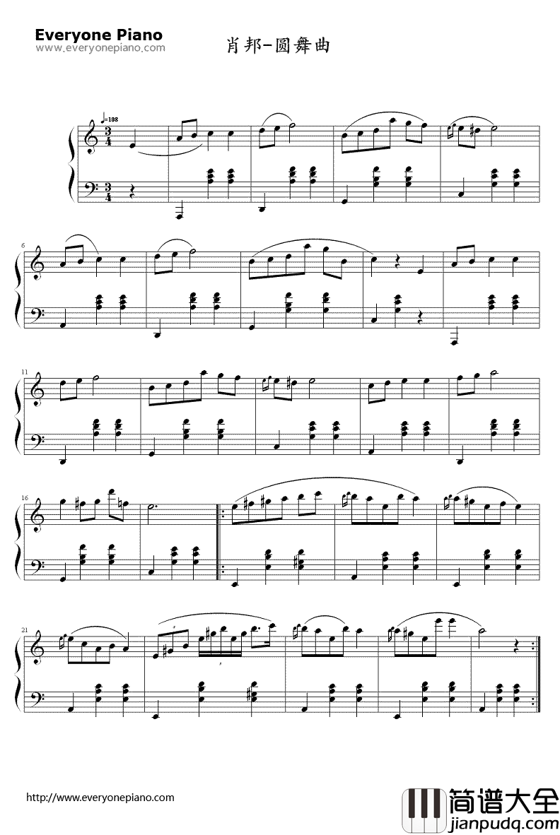 圆舞曲钢琴谱_肖邦Chopin_Waltz