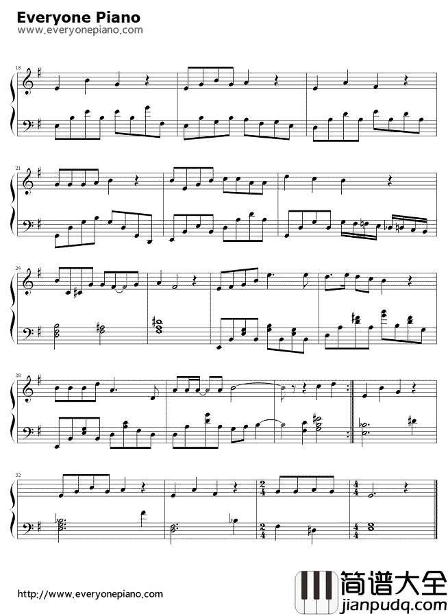 秋日恋歌钢琴谱_水木年华