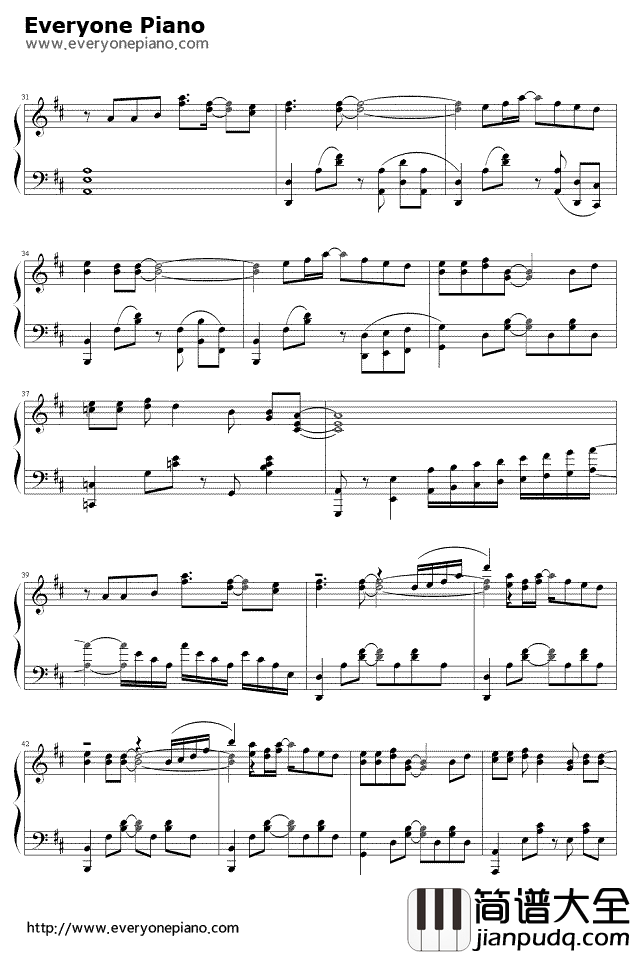 怒放的生命钢琴谱_汪峰