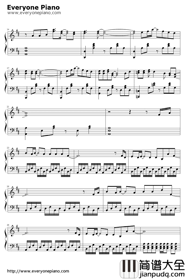 怒放的生命钢琴谱_汪峰