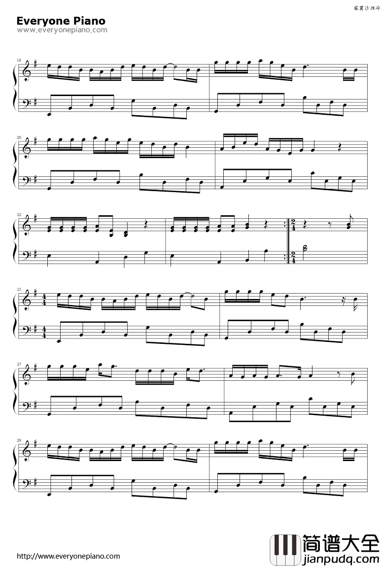 寂寞沙洲冷钢琴谱__周传雄