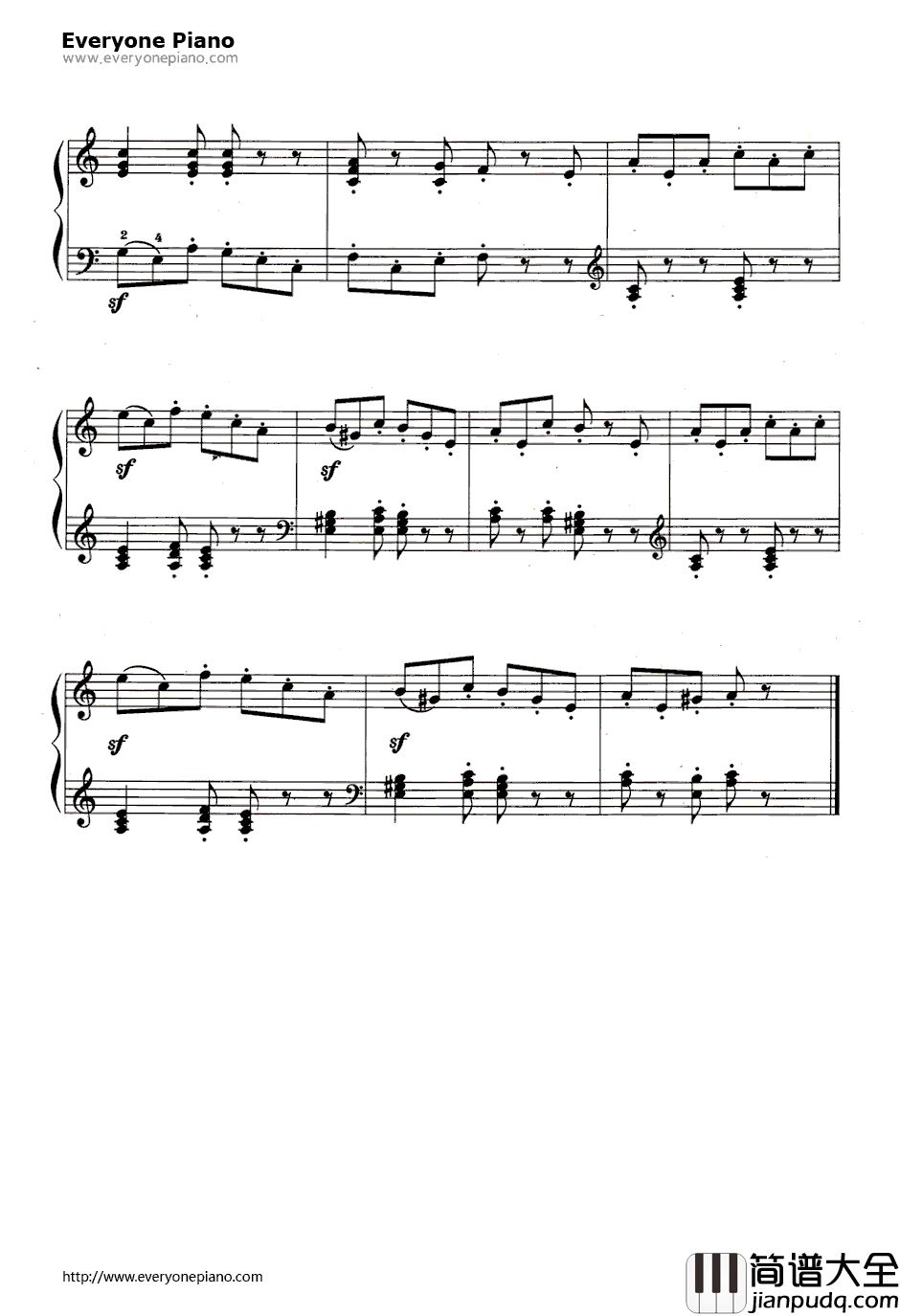 勇敢的骑士钢琴谱_舒曼