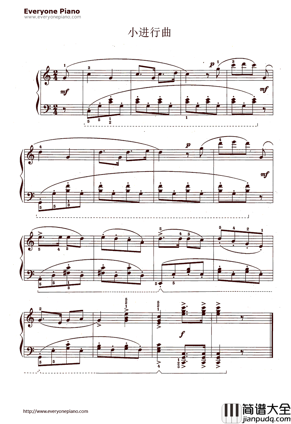 小进行曲钢琴谱_郭遥