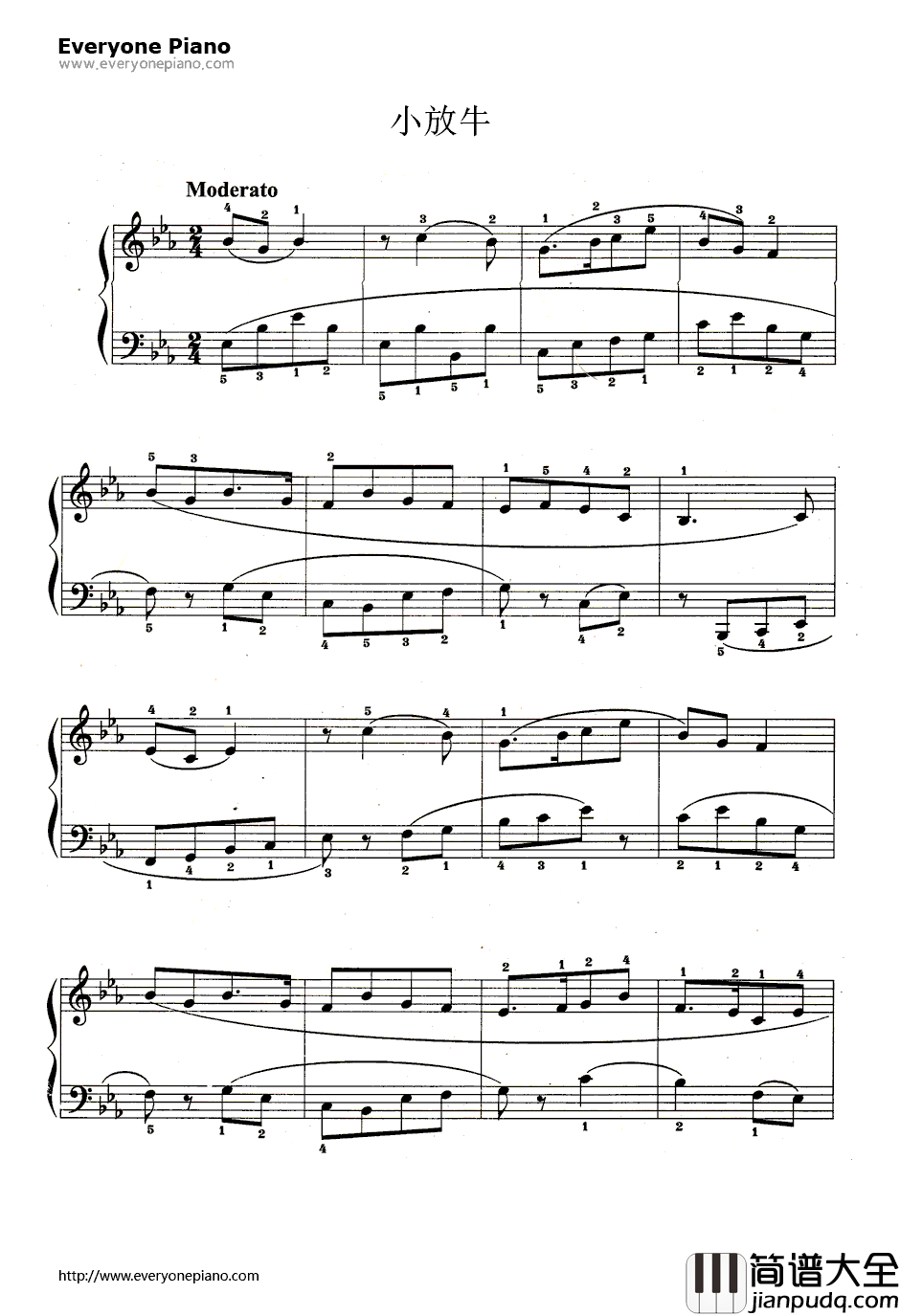 小放牛钢琴谱