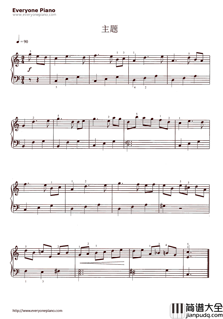 主题钢琴谱_柴科夫斯基