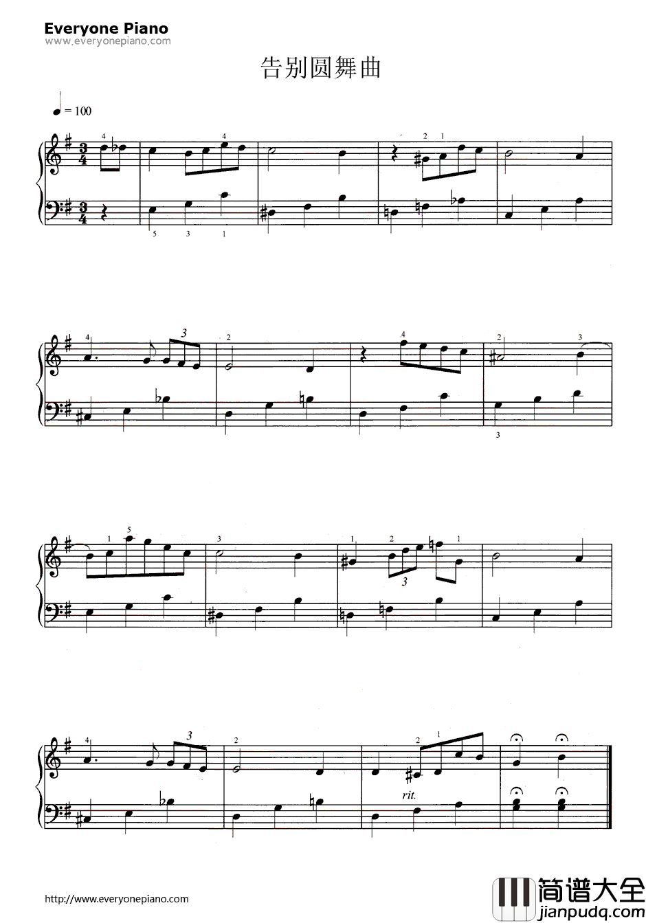 告别圆舞曲钢琴谱_肖邦