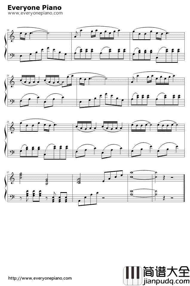 一剪梅钢琴谱_费玉清